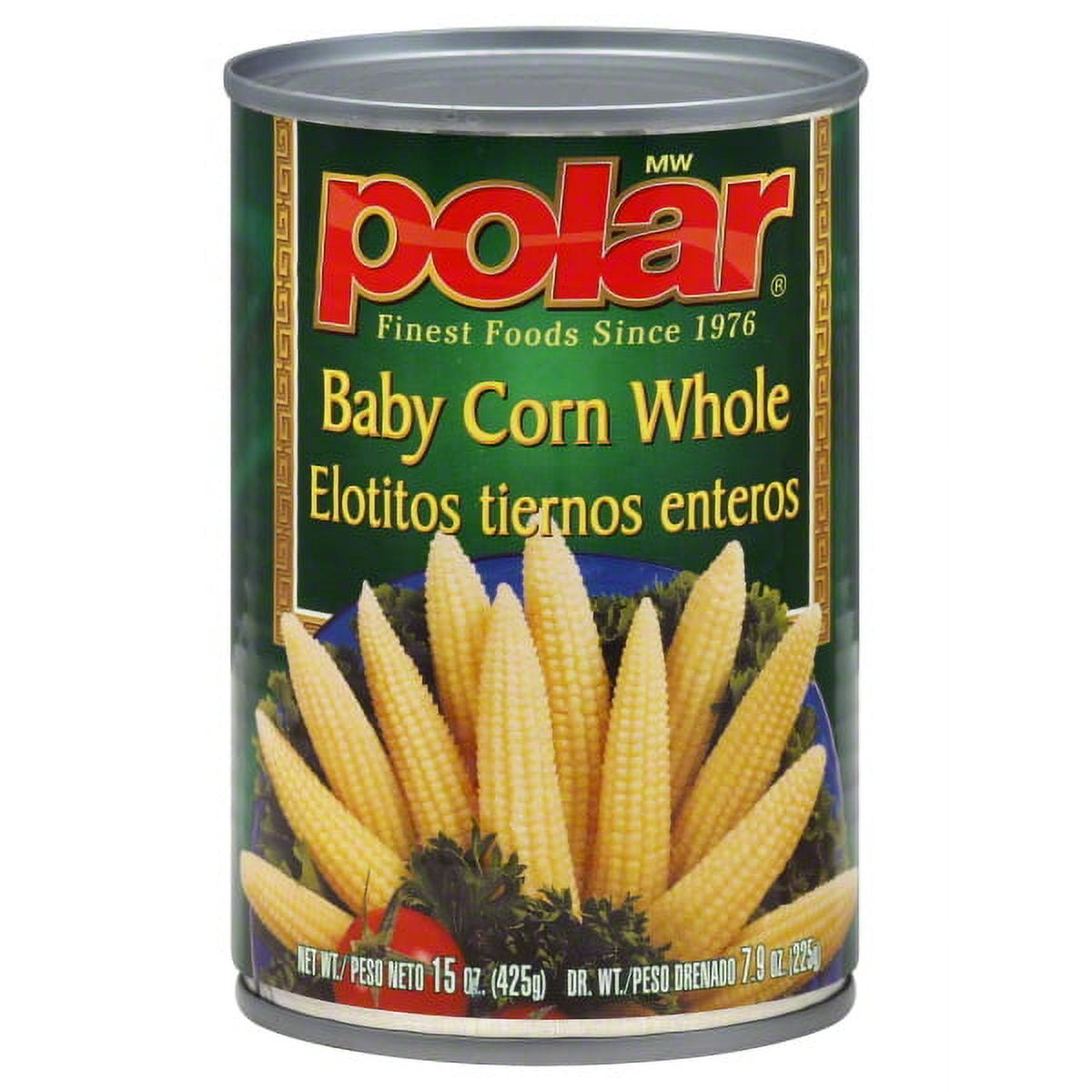 MW Polar Whole Baby Corn, Ready-to-Eat, 15 oz Can