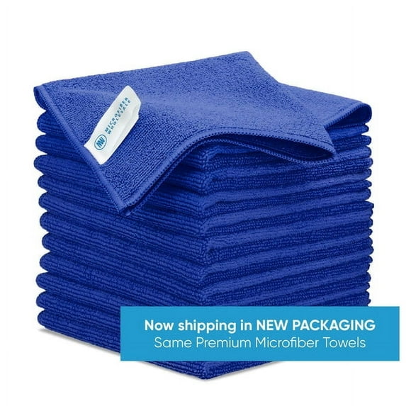MW Pro 12" x 12" Multi-Surface Microfiber Cleaning Cloths | Dark Blue - 12 Pack | Premium Microfiber Towels for Cleaning Glass, Kitchens, Bathrooms, Automotive, Supplies & Products