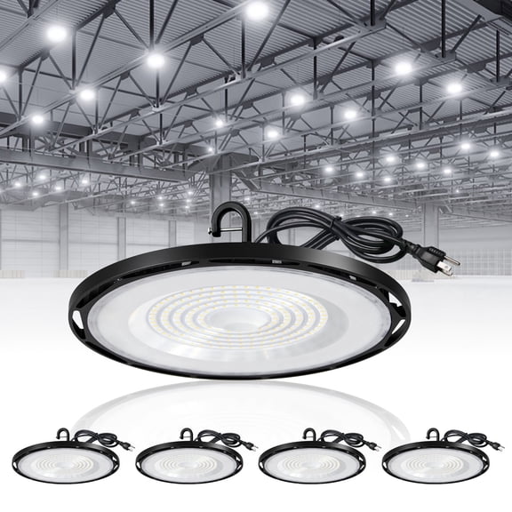 MW UFO Led High Bay Light,150W,15000LM,IP65 Waterproof,Plug & Play LED Light Suitable for Shop, Gym, Bodega,and Garage Light,4PCS