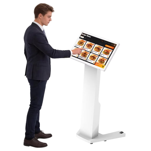 MWE 21.5 Inch Touch-screen Self Service Kiosk, Floor Standing Digital Signage Display, FHD Information Kiosk, 2 Speakers, Interactive Display