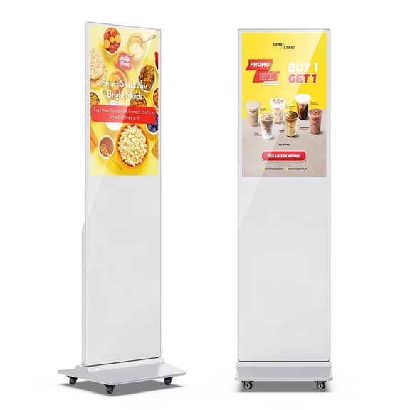 MWE 32 Inch Digital Signage Display, Indoor Floor Standing Advertising Display Kiosk Android System,Commercial LCD Totem Support HDMI-in,Store Displays Screens and Lifetime CMS System(White)