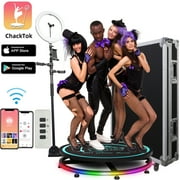 MWE 360 Photo Booth, Automatic Slow-Mo Video Booth, Selfie Platform, LED Light, 40 x 40 x 11 In