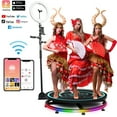 thumbnail image 1 of MWE 360 Photo Booth Machine 68cm with Software for Parties with Ring Light,Free Logo Customization,2 People Stand on APP Remote Control Automatic 360 Spin Camera Booth with Trolley(26.8''), 1 of 11