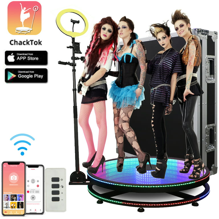 360 Photobooth Machine Led RGB Glass Lights Video Booth Rotary 360 115  Stand For People Photo Booth Platform 360