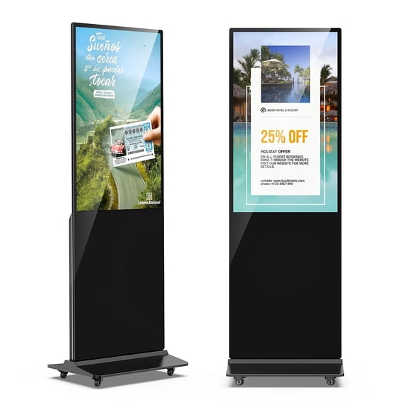 MWE 43 Inch Indoor Digital Signage Floor Standing Digital Kiosks LCD Totem Monitor with HDMI/USB Input Auto Media Player Android System,Free Customization Logo(Black)