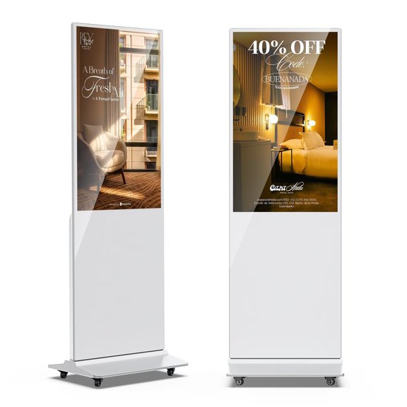 MWE 49 Inch Digital Signage Display, Indoor Floor Standing Advertising Display Kiosk Android System,Commercial LCD Totem Support HDMI-in,Store Displays Screens and Lifetime CMS System(White)