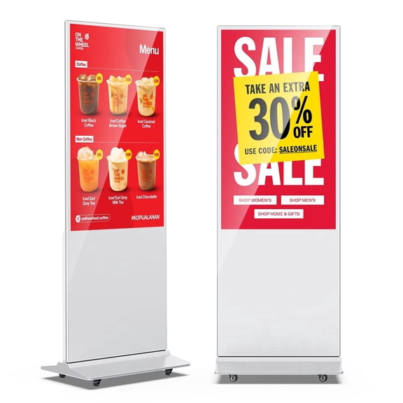 MWE 49 Inch Digital Signage Display, Indoor Floor Standing Advertising Display Kiosk Android System,Commercial LCD Totem Support HDMI-in,Store Displays Screens and Lifetime CMS System(White)