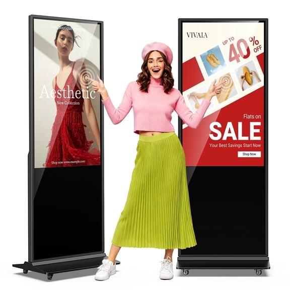 MWE 49 Inch Digital Signage Display,Indoor Floor Standing TouchScreen Advertising Display Kiosk Android System,Commercial LCD Totem Support HDMI-in,Free Customization Stickers and CMS System(Black)