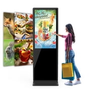 MWE 55" Floor Stand 4K Touch Screen LCD Display Android 9.0 Totem Digital Signage Displays Free Customized LOGO Indoor Information Interactive Advertising Kiosk Player,Black