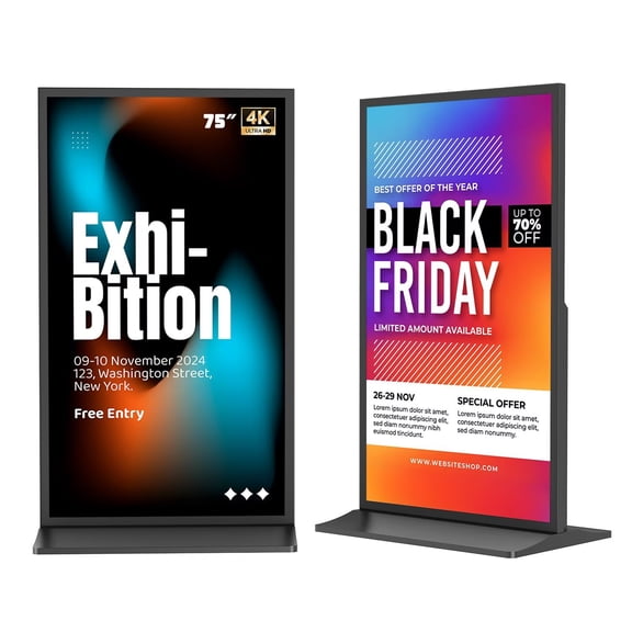 MWE 75 Inch Full Screen Digital Signage Display Monitor, Indoor Advertising Display Kiosk, 4K UHD, Split Screen, Android OS, CMS Remote Management, for Retail Business