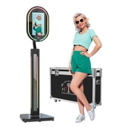 MWE Magic Mirror Photo Booth Touch Screen with 1200W Pixel 4K HD Camera | RGB Surround Light Music Sync,Mirror Video Booth with Software APP Remote Control,No Printer Black, 15.6in