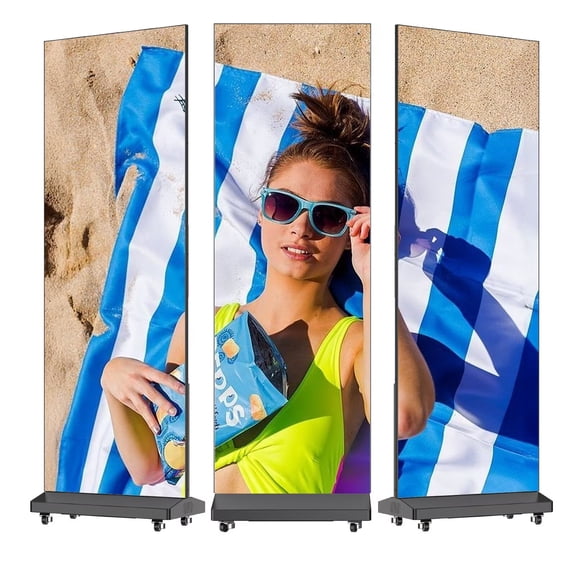 MWE P1.86 Spliceable LED Poster Screen Monitor with Flight Case, 80" Foldable LED Digital Signage Display Kiosk with Publishing System, Portable Digital Poster for Events and Rentals (2 Panels)