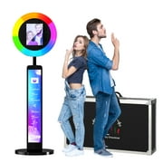 MWE Photo Booth Stand for ipad 12.9 10.9 10.2 with Ring Light Software APP and Remote Control, RGB Lights Music Sync, Flight Case,Black