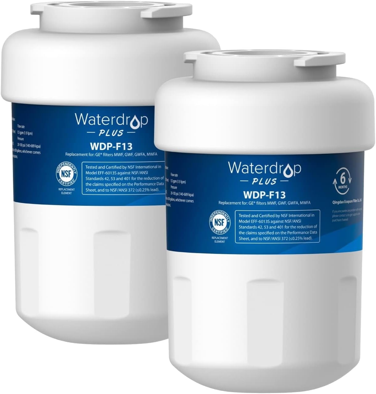 Waterdrop NSF 401&53&42 Certified Refrigerator Water Filter, Replacement for MWF, MWFP, MWFA, GWF, GWFA, SmartWater, 9991, 46-9991, 469991, 3 Pack