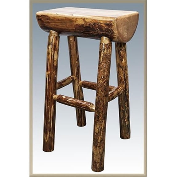 MWHCBNHL24 Glacier Country Collection Counter Height Half Log Barstool
