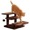 thumbnail image 1 of MWPO 15''H Multi-Step Pet Stairs for High Beds & Sofas, 3-Step Cat Stairs with 2 Toy Balls, Brown, 1 of 8