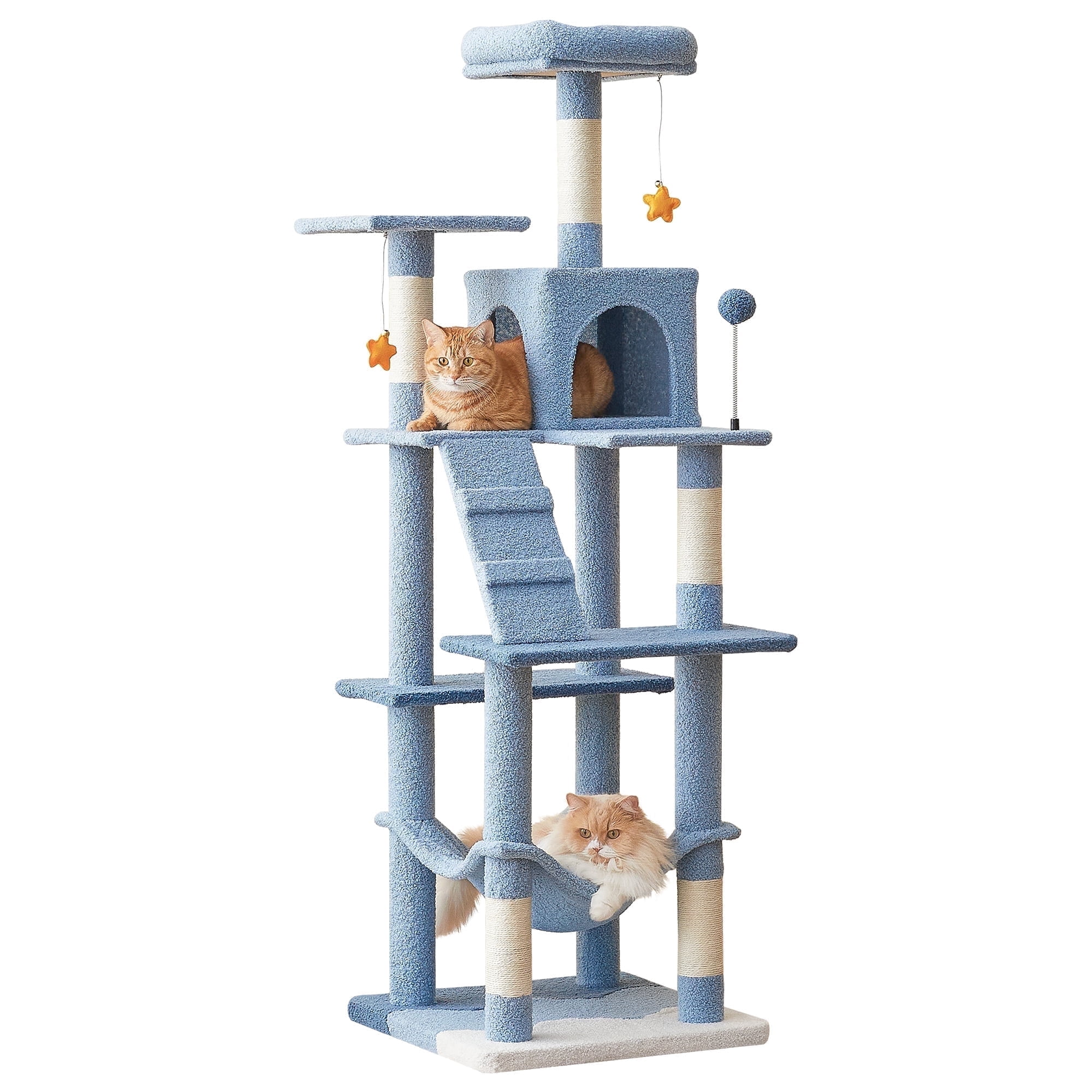 MWPO 63.8" Multi-Level Cat Tree with Condo and Scratching Post Tower, Blue
