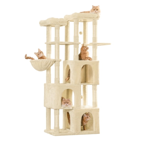 MWPO 70.1-in Cat Tree for Large Cat Tower with 3 Condos, 2 Perches and Stratching Post, Beige