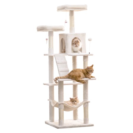 MWPO 70.1-in Multilevel Cat Tree Tower with Condo, Perch and Scratching Post, Beige