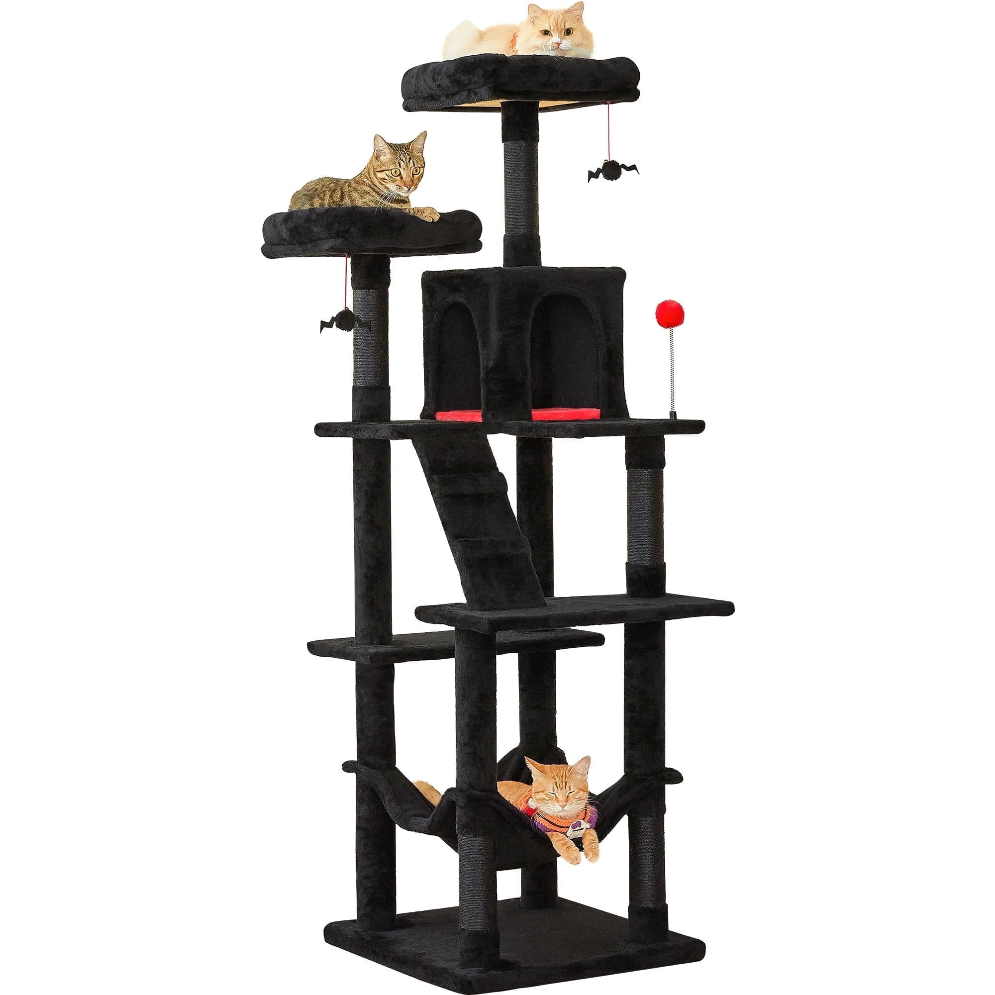 MWPO 70.1-in Multilevel Cat Tree Tower with Condo, Perch and Scratching Post, Black