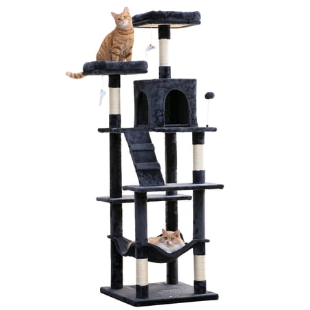 MWPO 70.1-in Multilevel Cat Tree Tower with Condo, Perch and Scratching Post, Dark Gray