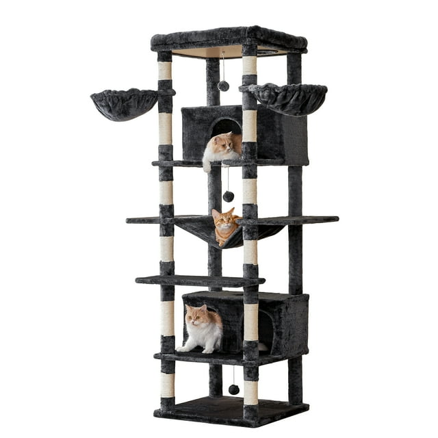 MWPO 77.6'' Large Cat Tree Tower with 2 Condos, 3 Hammocks, Pet Adult Paws Cat Scratching Post