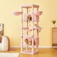 thumbnail image 1 of MWPO 77.6'' Cat Tree for Large Cat Tower with 2 Condos, 3 Hammocks and Stratching Post, Pink, 1 of 1