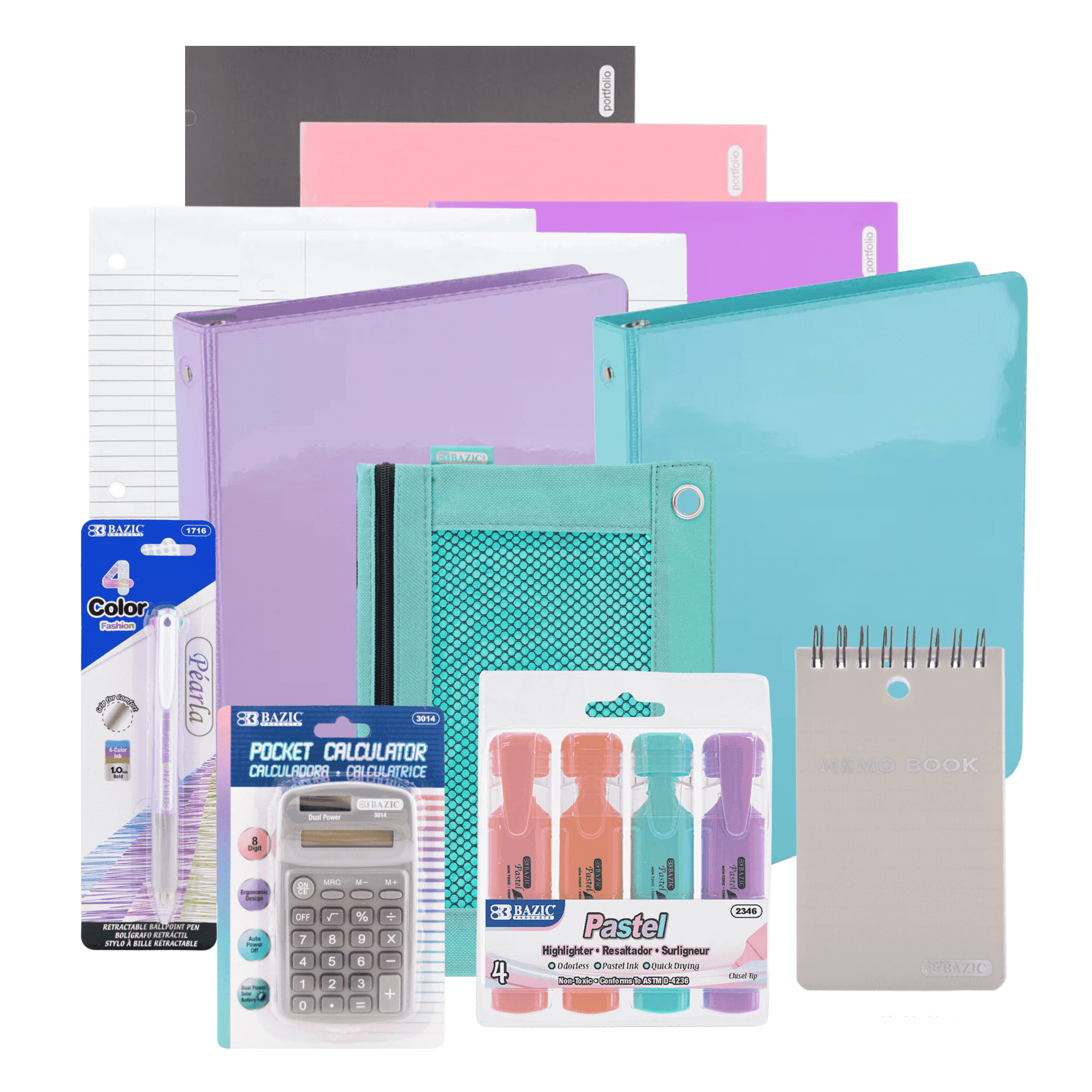 MWSC School Kits Multicolor Stationery Bundle with 100 Sheets, 15 Count