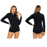 MWTA Black 2/2mm Front Zip Neoprene Shorty Spring Wetsuit with Key Pocket For Women Size 12