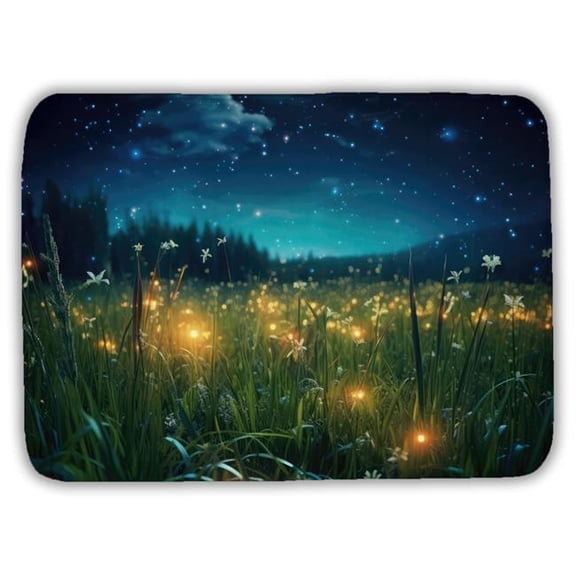 MWW C1BM1724DLS4YG 17 x 24 in. Fireflies at Night Black Bath Mat - Elegant Home Decor