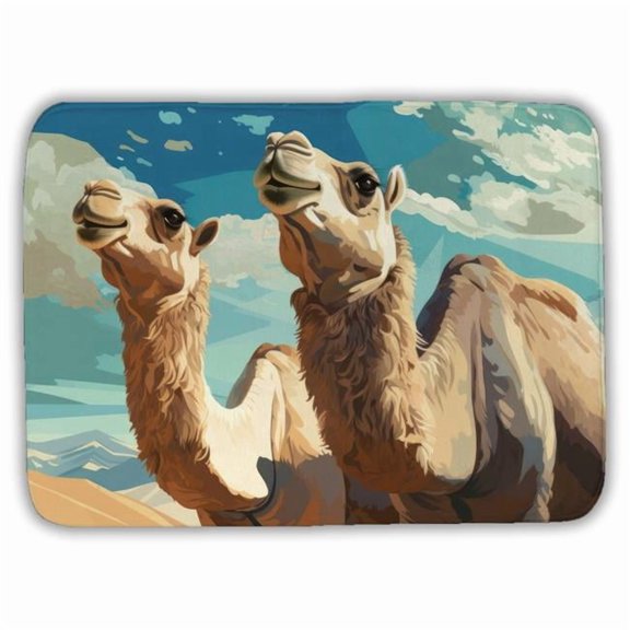 MWW C1BM1724EJ9P3A 17 x 24 in. Camels Looking Up Beige Bath Mat - Home Decor Accent