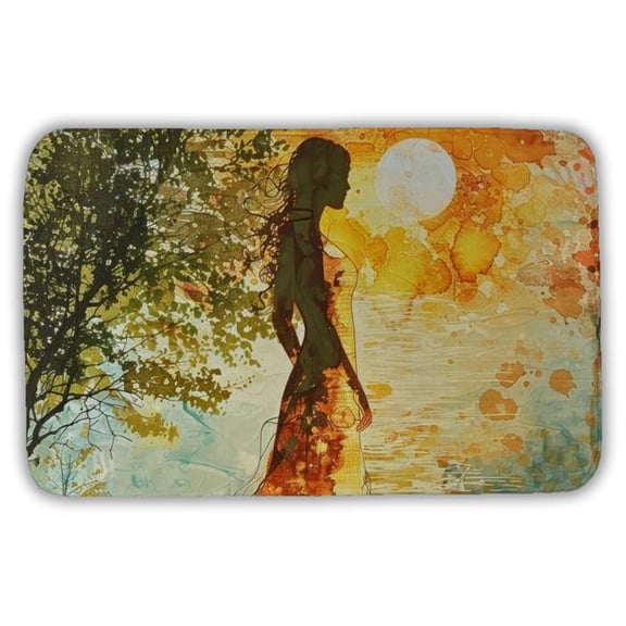 MWW C1BM21345FDKV6 21 x 34 in. Peaceful Sun Turquoise Bath Mat - Home Decor Essential