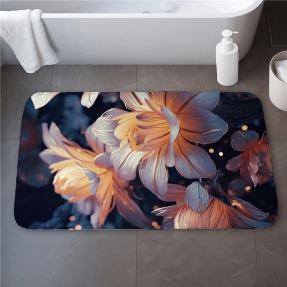 MWW C1BM2134AOQPUS 21 x 34 in. Pixie Flowers Beige Bath Mat - Stylish Home Decor Accent