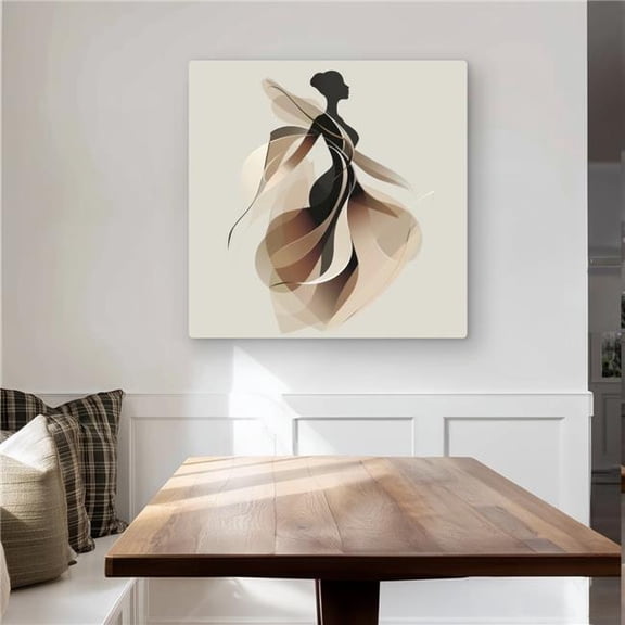 MWW C1MP3232ACNGWS 32 x 32 in. Classy Silhouette - Beige Metal Print Wall Art for Elegant Home Decor