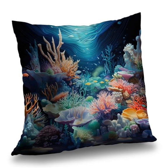 MWW C1PC1616L0OM4G 16 x 16 in. The Reef - Turquoise Polyester Twill Throw Pillow for Home Decor