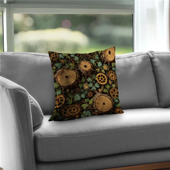 MWW C1PC181826TJH7 18 x 18 in. Hiding Gears Beige Polyester Twill Throw Pillow for Home Decor - Cozy Accent