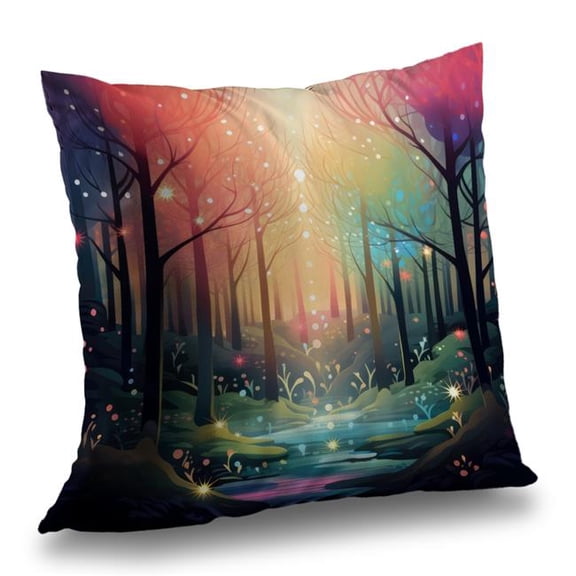 MWW C1PC1818VS8RIK 18 x 18 in. Magical Forest Pink Polyester Twill Throw Pillow for Home Decor - Cozy Style