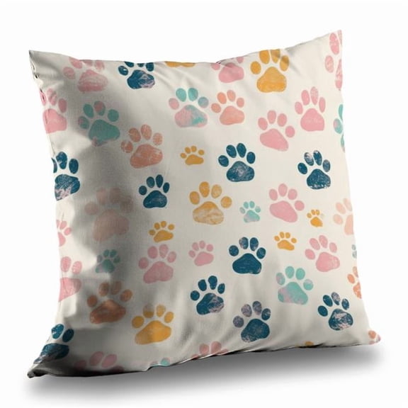 MWW C1PC202096F3JJ 20 x 20 in. Cute Paws - Orange Polyester Twill Throw Pillow for Home Decor