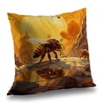 thumbnail image 1 of MWW C1PC2626USPM0T 26 x 26 in. Bee World Beige Polyester Twill Throw Pillow - Stylish Home Decor Accent, 1 of 1