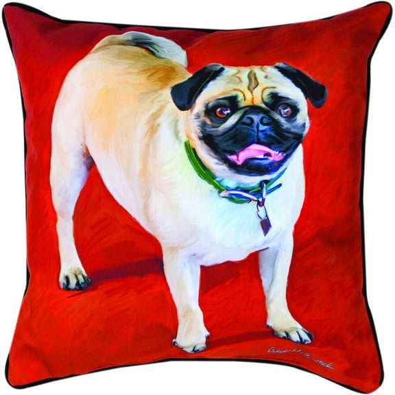 MWW Manual Paws and Whiskers Throw Pillow, Doug The Pug, 18"