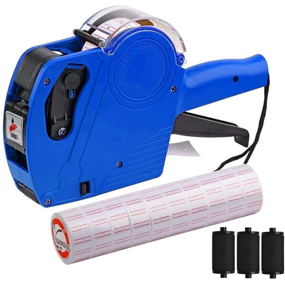 MX-5500 8 Digits Price Tag Gun with 5000 Sticker Labels and 3 Ink Refill, Label Maker Pricing Gun Kit Numerical Tag Gun (Blue)