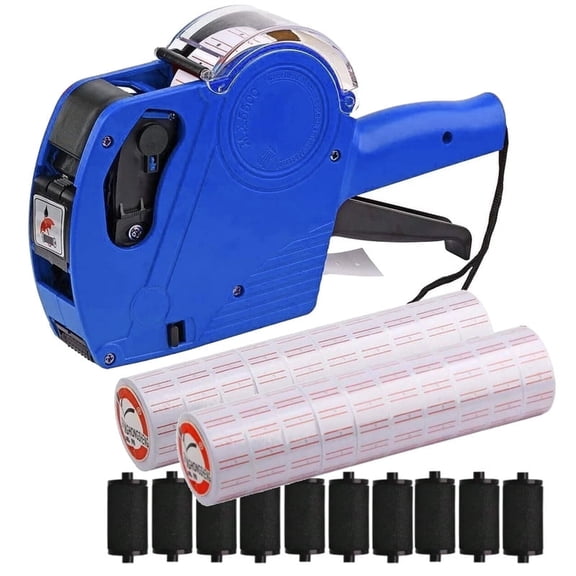 MX-5500 8 Digits Price tag Gun with 15000 Sticker Labels and 10 Ink Refill, Label Maker Pricing Gun Kit Numerical Tag Gun for Office, Retail Shop, Grocery Store (Blue)