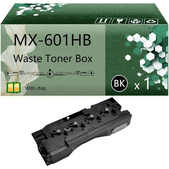 MX-601HB Waste Toner Box Compatible for Sharp MX-5070V MX-5071 MX-6050N Printers, Bright Colors, High Yield 60000 Pages, with Chips (1 Pack Black)