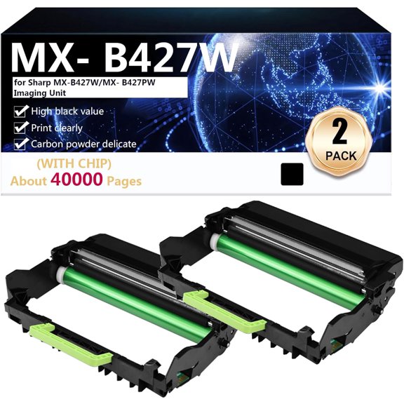 MX- B427W Drum Unit Compatible with Sharp MX-B427W/MX-B427PW Imaging Unit Printers, High Yield 40000 Pages,Black-2 pcs