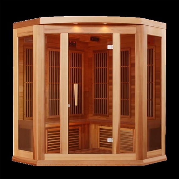 MX-K356-01 Canadian Red Cedar Maxxus 3 Person Corner Carbon FAR Infrared Sauna