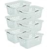 MX-Laundry Basket, Plastic Clothes Hamper, Large Rectangle Bin with Comfort Grip Handles and Reinforced Rim, 2 Bushel Capacity, White, 6 Pack