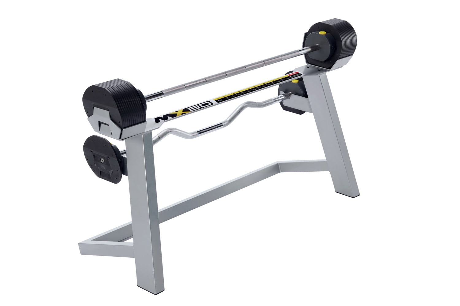 MX Select Selectorized / Adjustable Home Gym Barbell / MX-80LBS w/Sturdy Storage Base