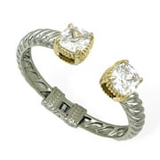 MX Signature Collection Two-Tone Cable Bracelet with Cubic Zirconia Tip - Clear