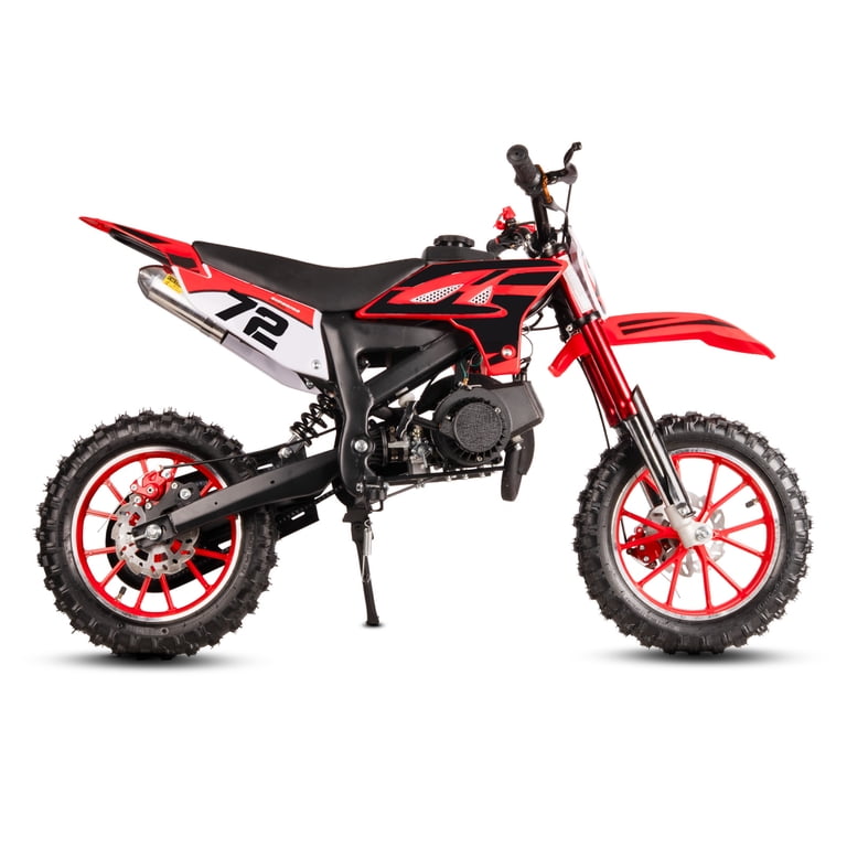 レッド キッズバイク MX moto Kids Dirt Bike 49CC Gas Off Road Motorcycle, Shock