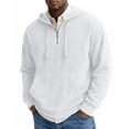 thumbnail image 1 of MXALUOB Hooded Sweatshirts for Men Corduroy Textured Quarter Zip Pullover Hoodie Drawstring Solid Color Tops Loose Fit Streetwear, 1 of 5